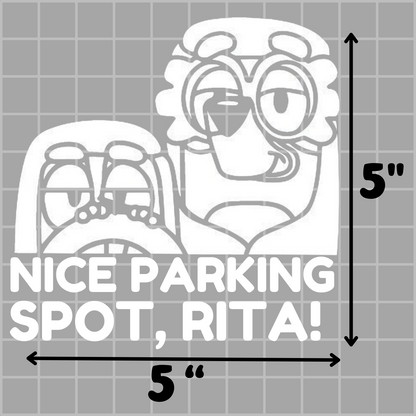 Nice Parking spot Rita Car Decal / Car Decal / Decal /