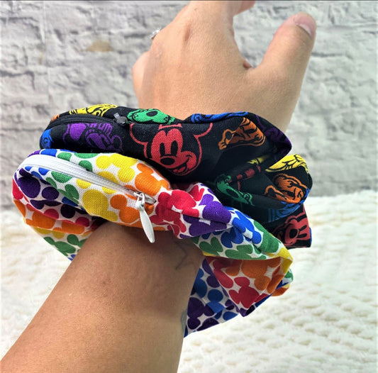 Rainbow mouse Zipper Scrunchies