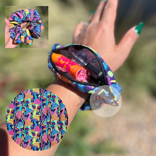 Neon Mushroom Zipper Scrunchies