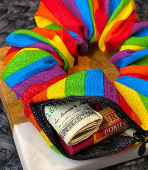 Rainbow Zipper Scrunchies